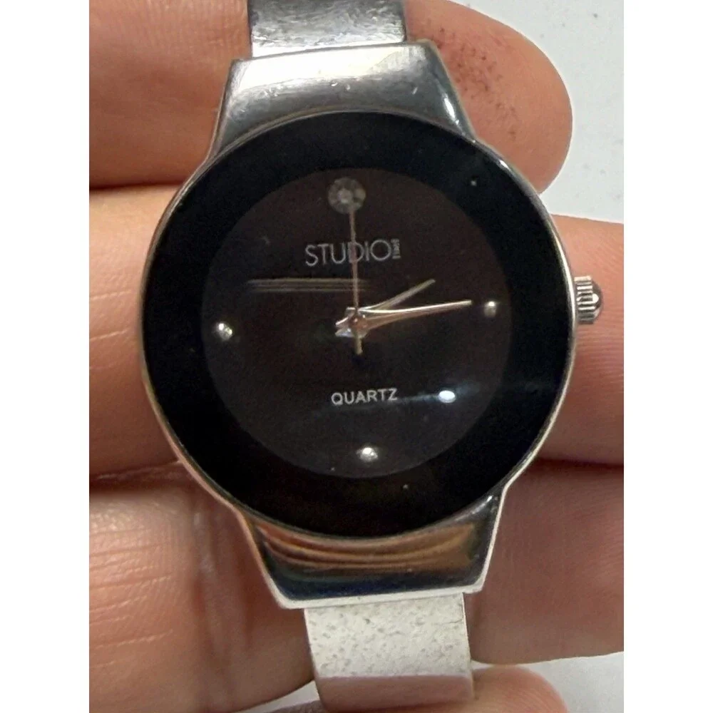 Studio Time STD9081 Women’s Quartz Cuff Bangle Watch Black Dial 31.5mm